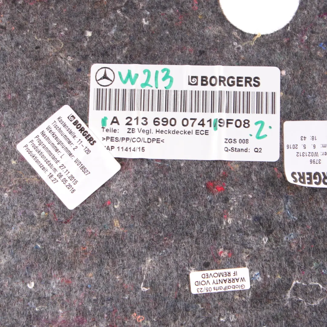 Boot Trunk Panel Mercedes W213 Tailgate Interior Trim Covering to with Part number A2136900741 Boot Trunk Panel Mercedes W213 Tailgate Interior Trim Covering - SKU A2136900741 - Part number A2136900741