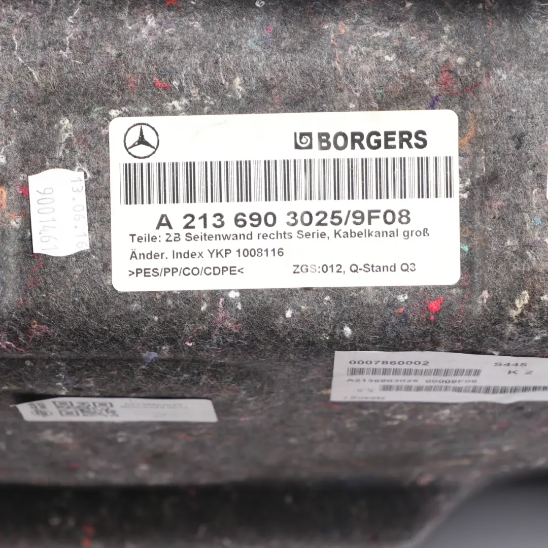 Boot Trunk Right O/S Lateral Panel Luggage Compartment to Mercedes W213 with Part number A2136903025 Mercedes W213 Boot Trunk Right O/S Lateral Panel Luggage Compartment - SKU A2136903025 - Part number A2136903025