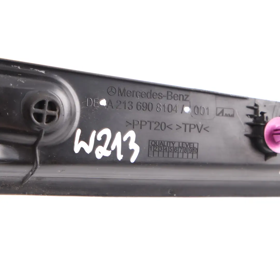 Trunk Lid Drip Rail Trim Strip Rear Left N/S to Mercedes W213 Tailgate with Part number A2136908104 Mercedes W213 Tailgate Trunk Lid Drip Rail Trim Strip Rear Left N/S - SKU A2136908104 - Part number A2136908104