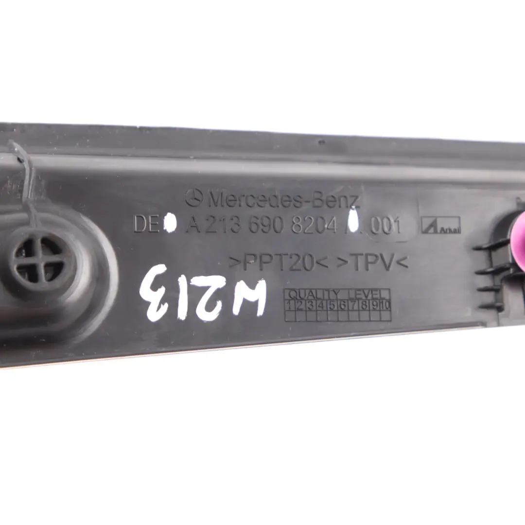 Trunk Lid Drip Rail Trim Strip Rear Right O/S to Mercedes W213 Tailgate with Part number A2136908204 Mercedes W213 Tailgate Trunk Lid Drip Rail Trim Strip Rear Right O/S - SKU A2136908204 - Part number A2136908204