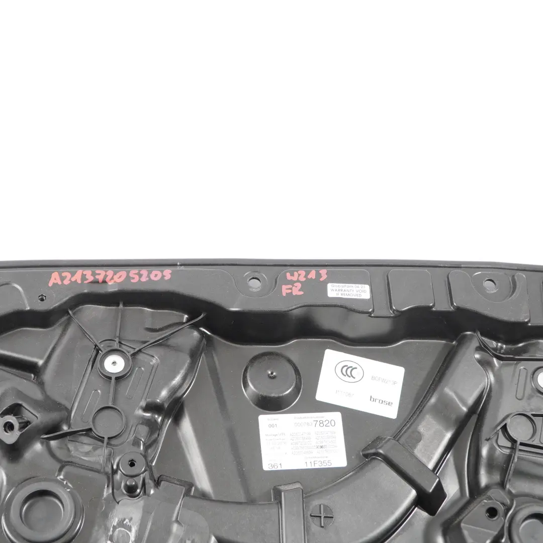 Mercedes W213 Window Lifter Regulator Front Right O/S Panel Frame - SKU A2137205205 - Part number A2137205205