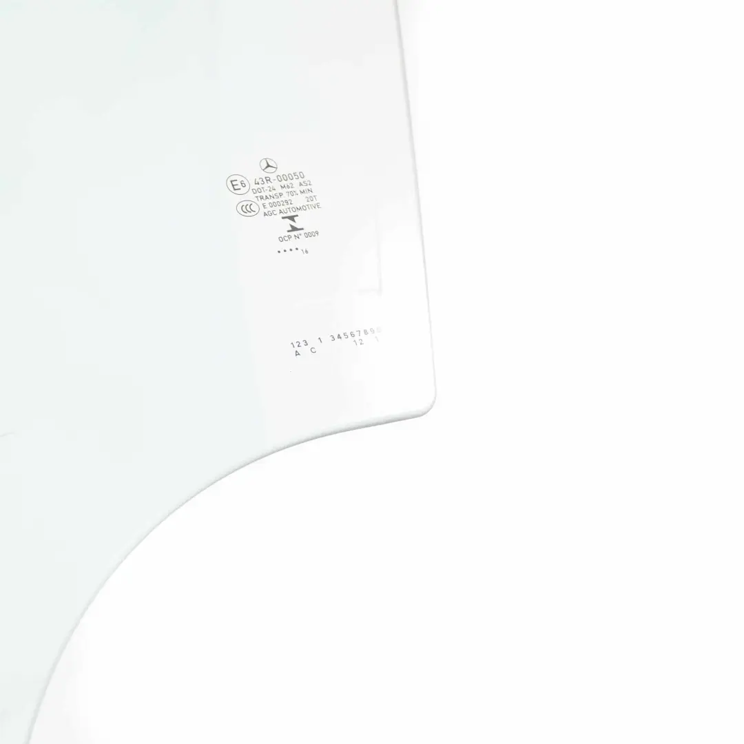 Mercedes W213 Window Glass Front Door Left N/S Glazing Green AS2 - SKU A2137250110 - Part number A2137250110