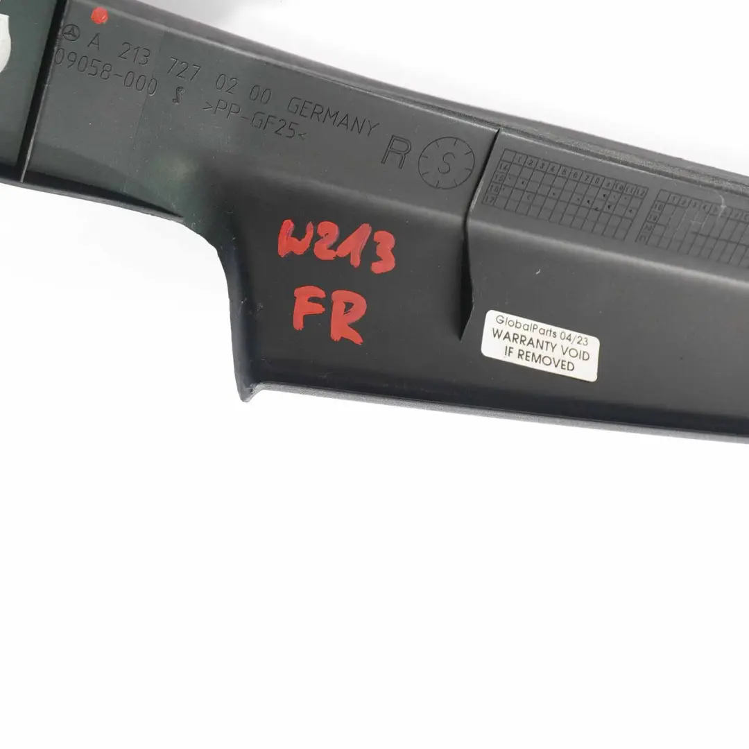 Window Frame Front Right O/S Door Trim Panelling to Mercedes W213 Cover with Part number A2137270200 Mercedes W213 Cover Window Frame Front Right O/S Door Trim Panelling - SKU A2137270200 - Part number A2137270200