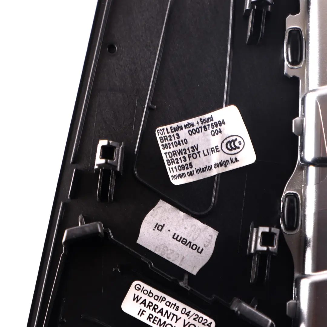 Panel Drzwiowy Lewy Tylny Czarne Drewno Burmester do Mercedes W213 o numerze A2137300303 Mercedes W213 Panel Drzwiowy Lewy Tylny Czarne Drewno Burmester - SKU A2137300303 - Numer Części A2137300303