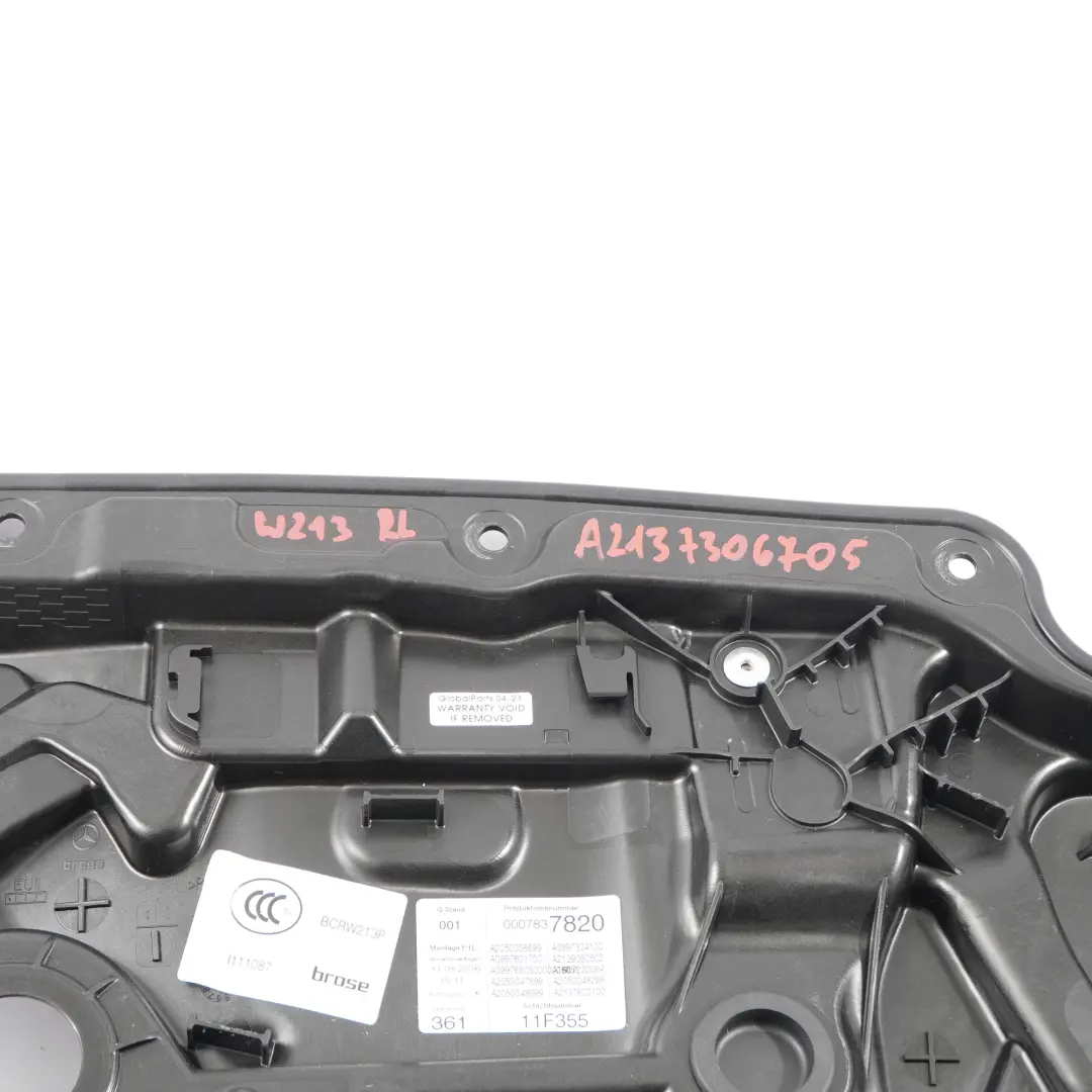 Window Lifter Regulator Rear Left N/S Panel Frame to Mercedes W213 with Part number A2137306705 Mercedes W213 Window Lifter Regulator Rear Left N/S Panel Frame - SKU A2137306705 - Part number A2137306705