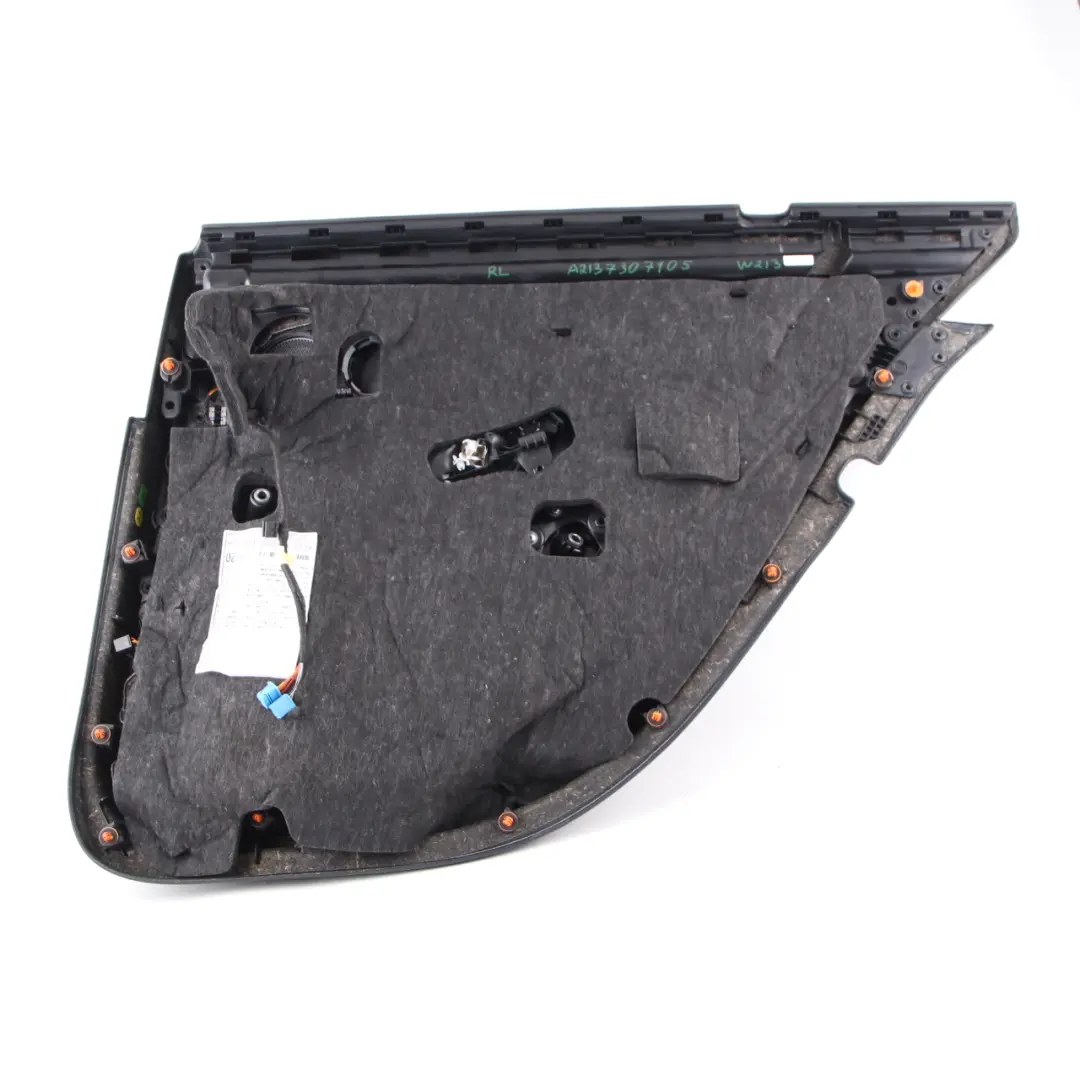 Door Card Cover Rear Left N/S Trim Panel Black Leather to Mercedes W213 with Part number A2137307105 Mercedes W213 Door Card Cover Rear Left N/S Trim Panel Black Leather - SKU A2137307105 - Part number A2137307105