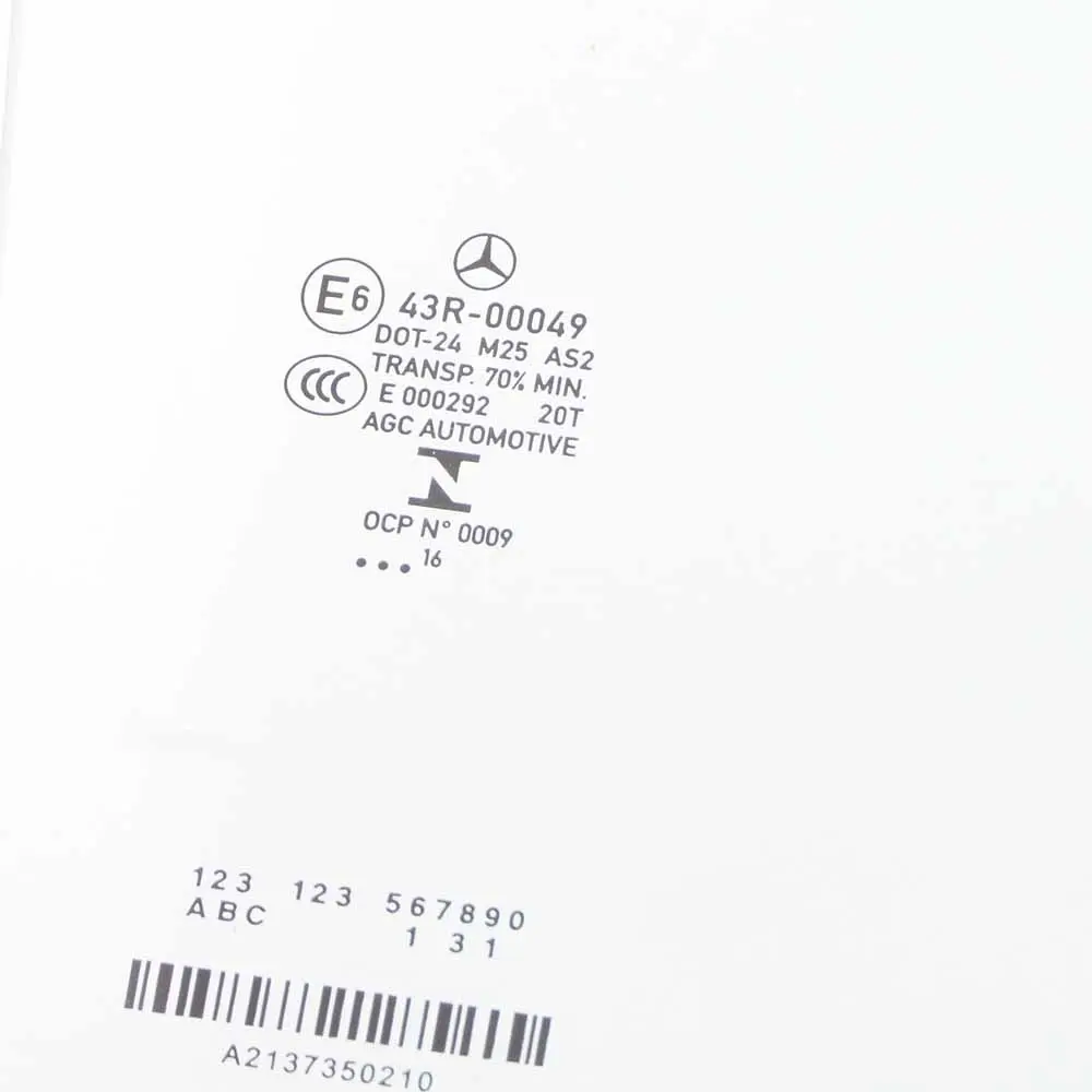 Mercedes W213 Cristal Puerta Trasera Derecha Vidrio Verde AS2 - SKU A2137350210 - Número de pieza A2137350210