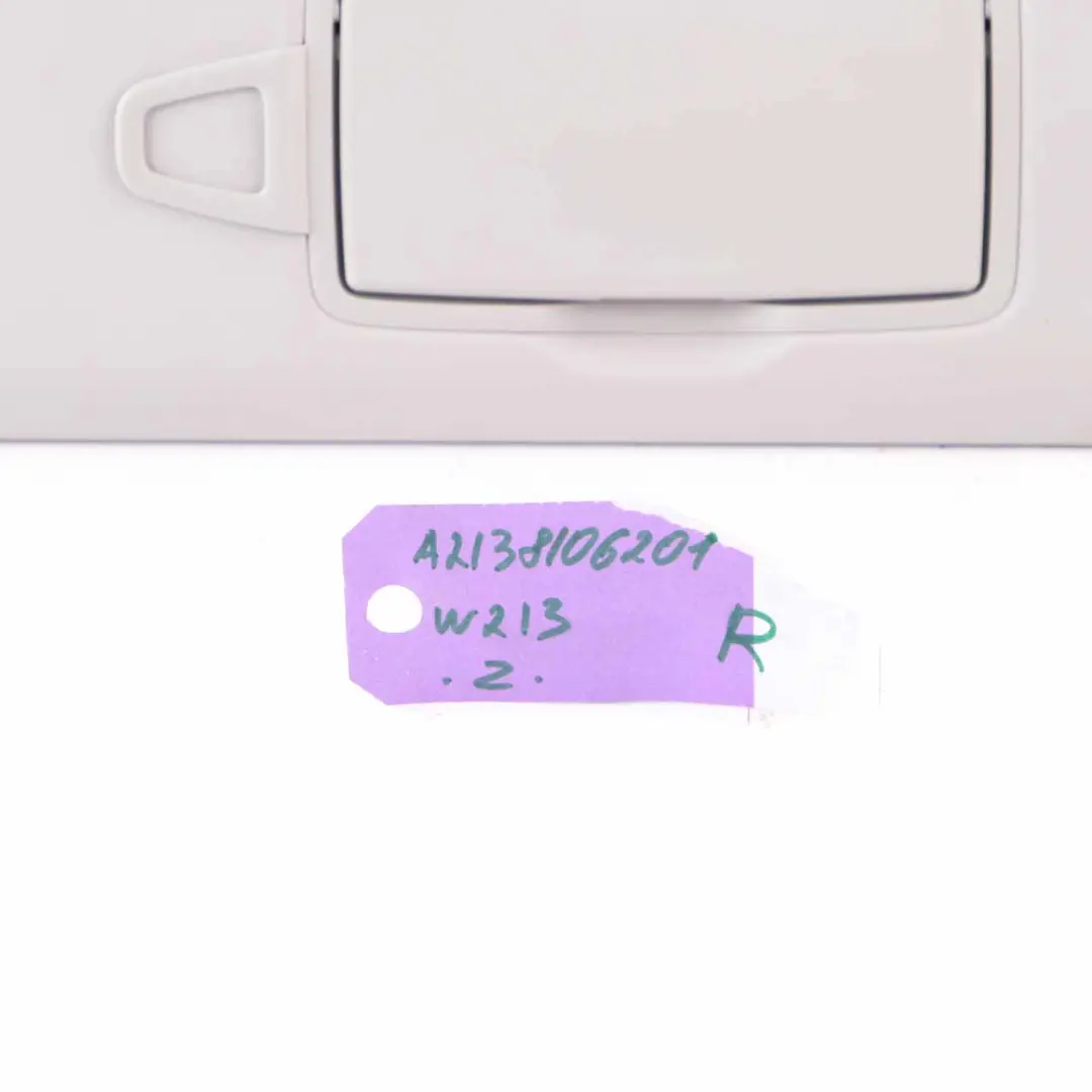 Sun Visor Cover Trim Right O/S Front Grey to Mercedes W213 with Part number A2138106201 Mercedes W213 Sun Visor Cover Trim Right O/S Front Grey - SKU A2138106201 - Part number A2138106201