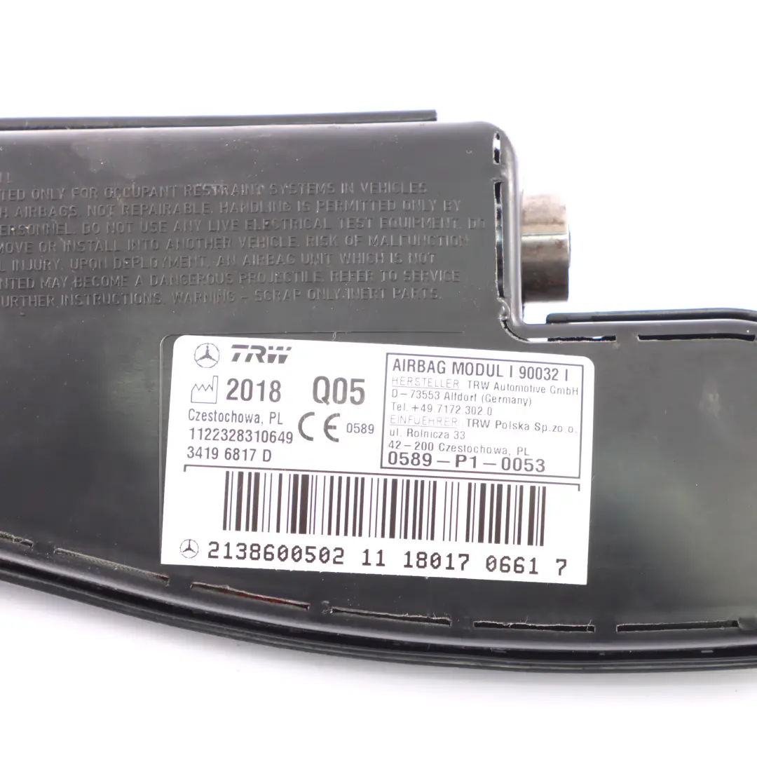 Airbag laterale anteriore sinistro modulo sedile per Mercedes X253 con numero di parte A2138600502 Mercedes X253 Airbag laterale anteriore sinistro modulo sedile - SKU a2138600502 - Numero di parte A2138600502