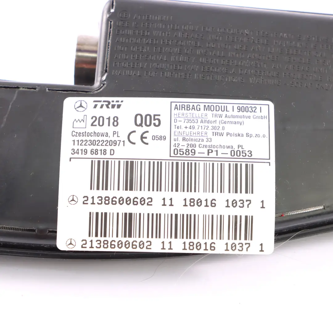 Mercedes GLC X253 Modulo aria laterale anteriore destro aria sedile - SKU A2138600602 - Numero di parte A2138600602