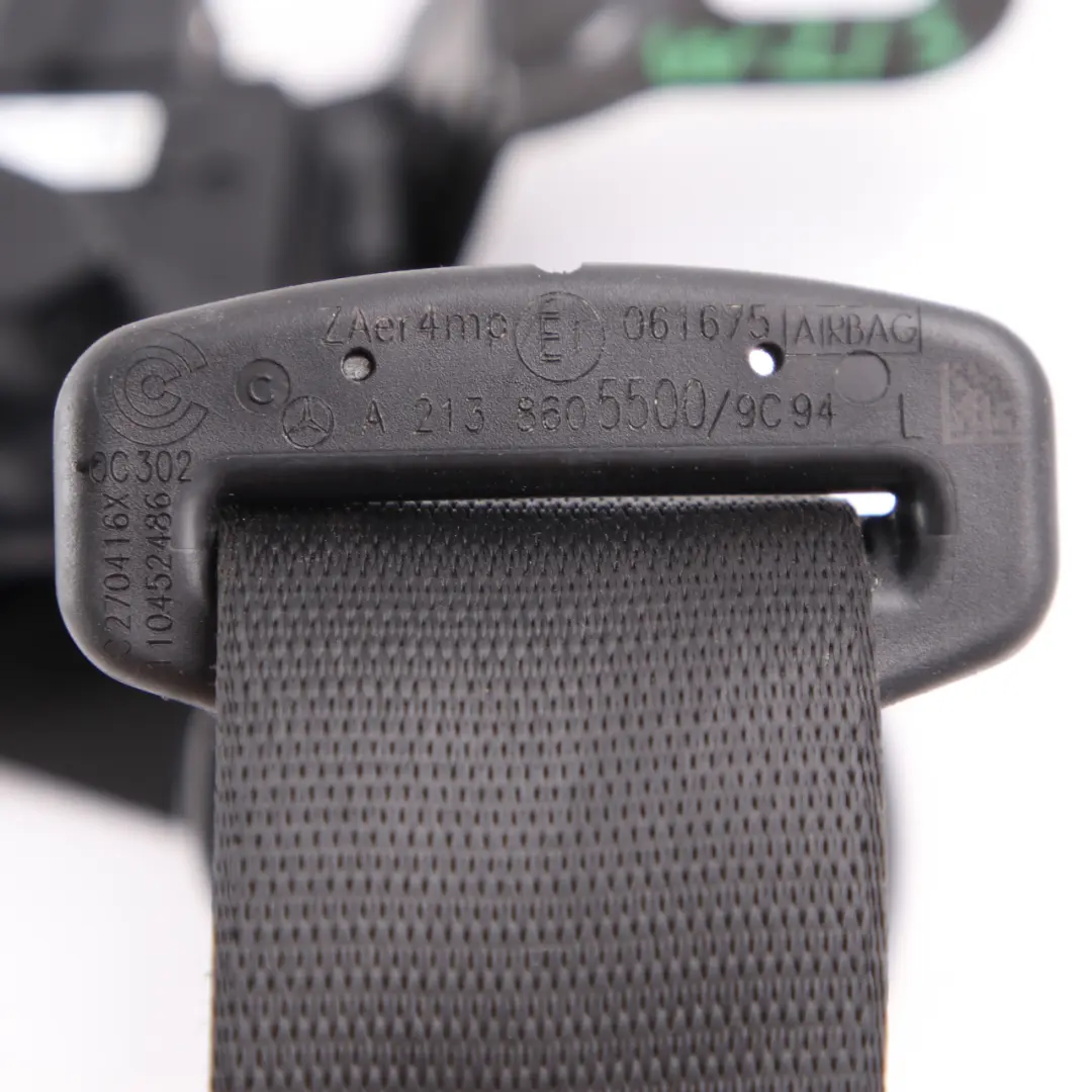 Mercedes S213 Front Seat Belt Safety Seatbelt Left N/S Black - SKU A2138605500 - Part number A2138605500
