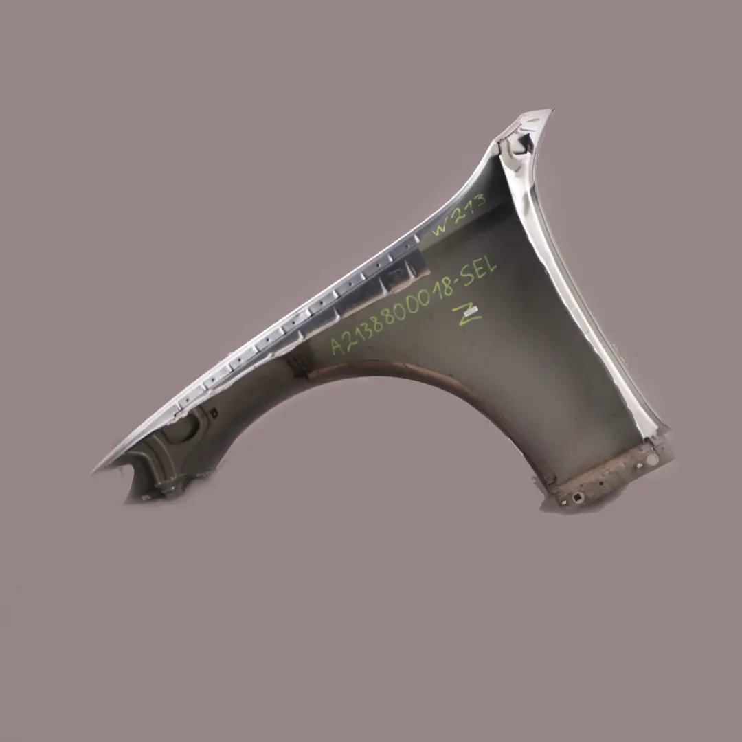 Wing Panel Front Right O/S Fender Selenite Grey Metallic Taped to Mercedes W213 with Part number A2138800018 Mercedes W213 Wing Panel Front Right O/S Fender Selenite Grey Metallic Taped - SKU A2138800018-SEL - Part number A2138800018
