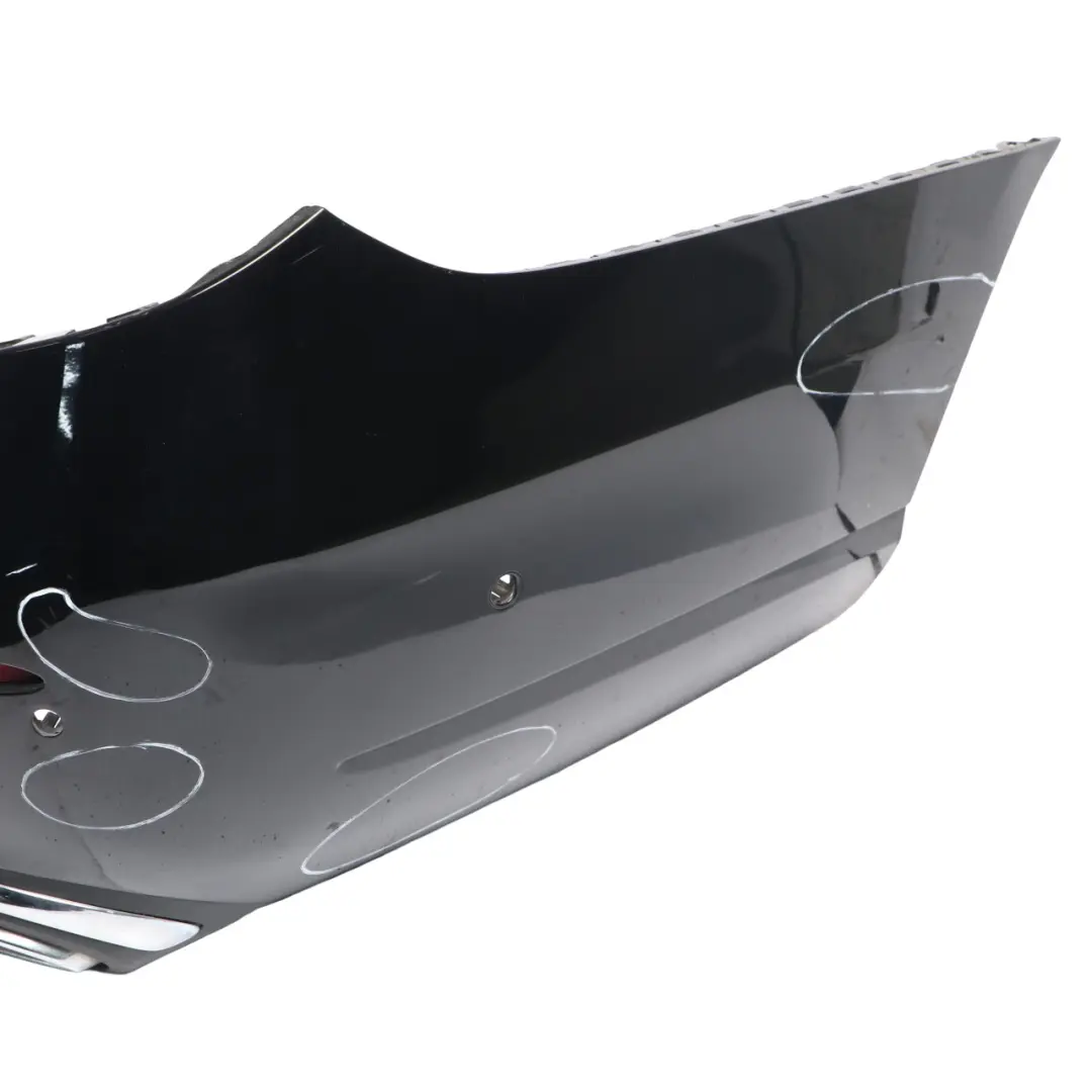 Bumper Trim Panel Covering Schwarz Black - 040 to Mercedes W213 Rear with Part number A2138850425 Mercedes W213 Rear Bumper Trim Panel Covering Schwarz Black - 040 - SKU A2138850425-BLA - Part number A2138850425