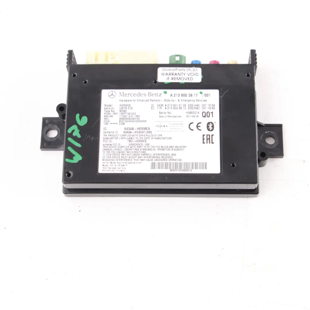  Telematics Module Mercedes W176 W207 W205 Bluetooth Control Unit - SKU A2139003617 - Part number A2139003617