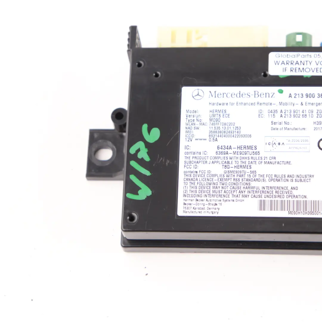 W207 W205 Sterownik Moduł Telematic do Mercedes W176 o numerze A2139003617 Mercedes W176 W207 W205 Sterownik Moduł Telematic - SKU A2139003617 - Numer Części A2139003617