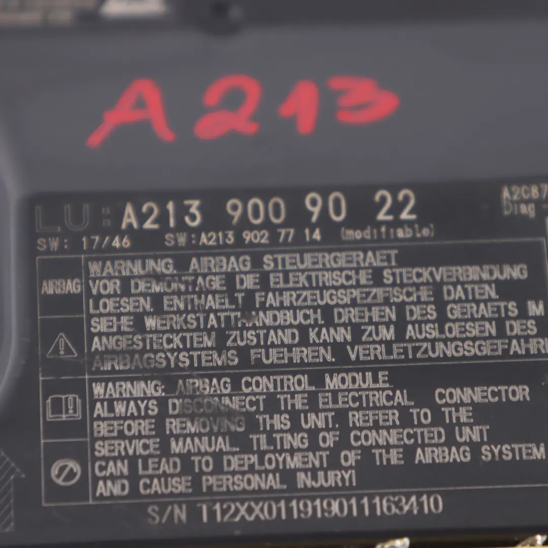 Moduł SRS Poduszkek Powietrznych do Mercedes W213 o numerze A2139009022 Mercedes W213 Moduł SRS Poduszkek Powietrznych - SKU A2139009022 - Numer Części A2139009022