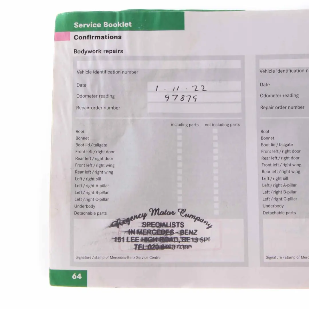 Mercedes W209 Service Booklet Service Book MobiloLife - SKU A2155842495 - Part number A2155842495