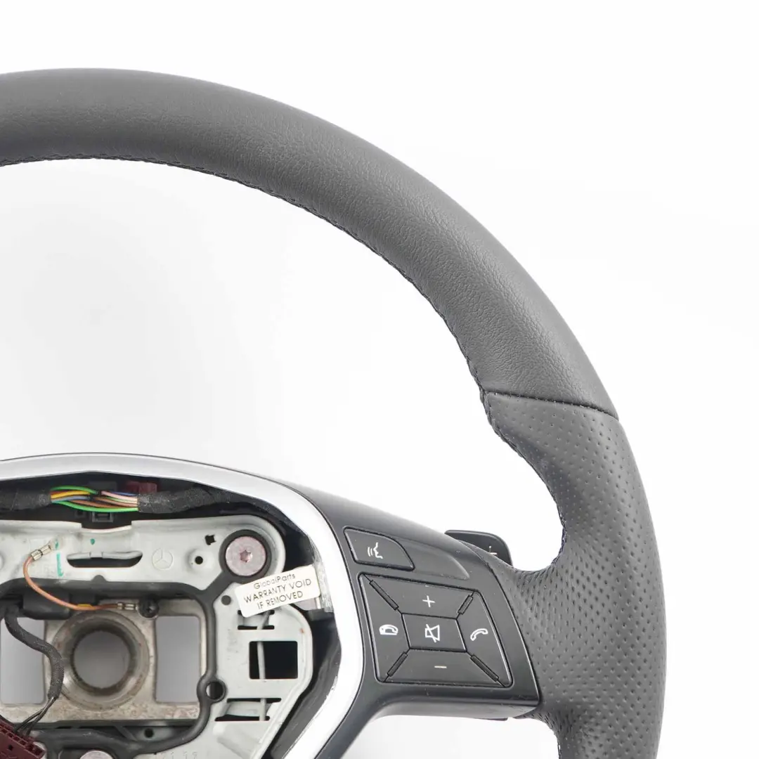 Volante Mercedes W212 NUEVO Cuero Negro con Hilos Negros Paddle Shift - SKU A2184600118-1 - Número de pieza A2184600118