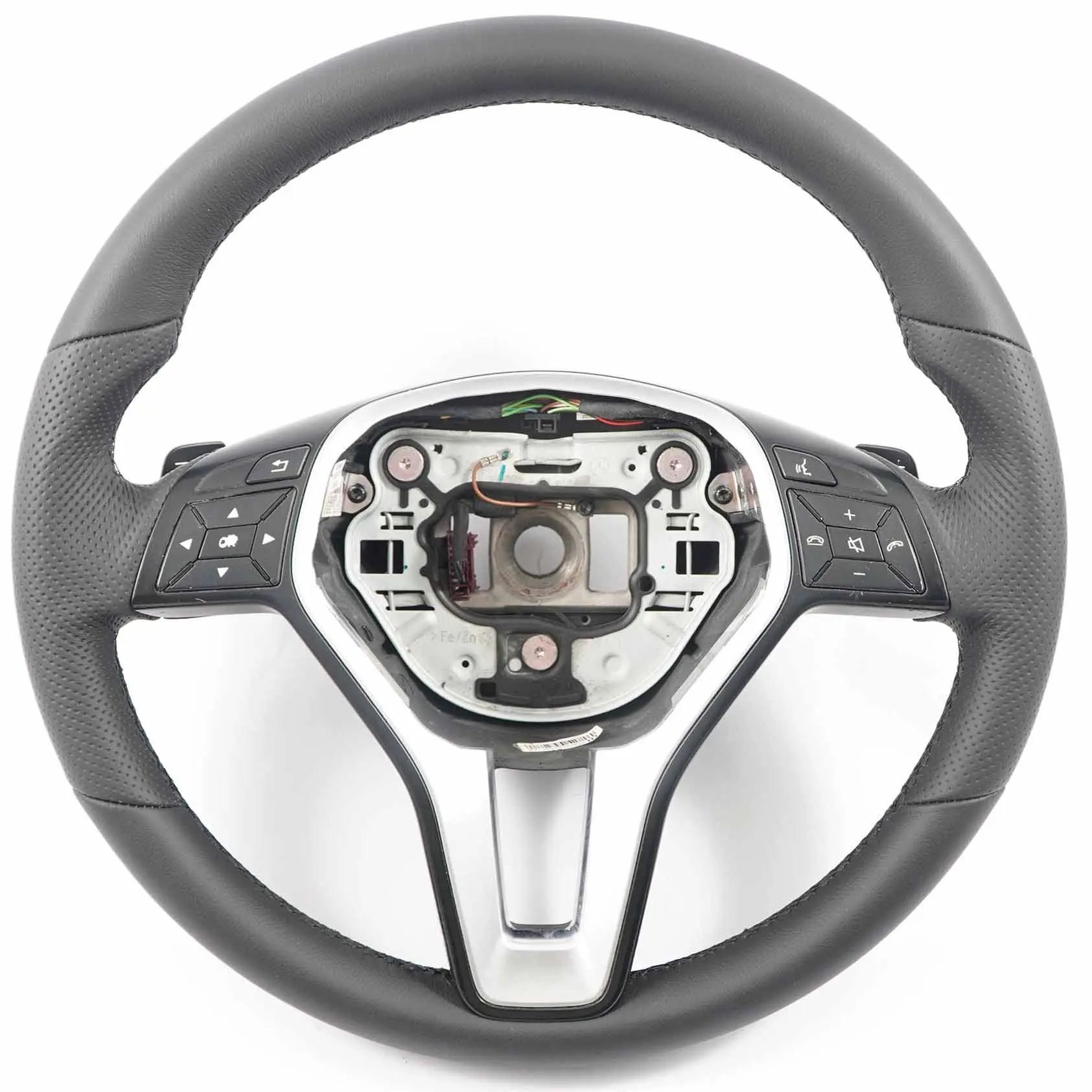 Lenkrad Mercedes W204 W212 NEU Schwarzes Leder Schwarze Fäden Schaltwippen