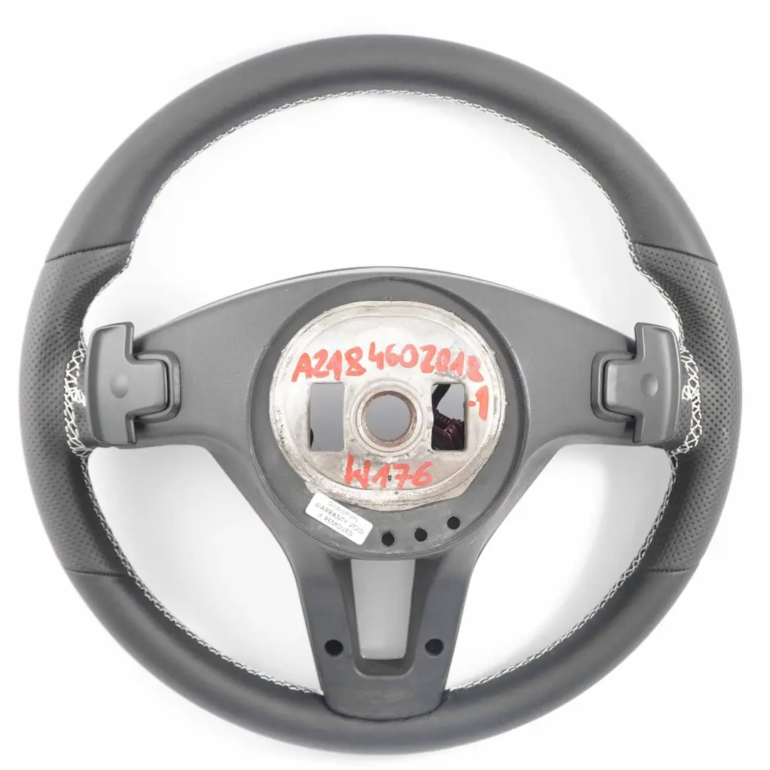 Mercedes W117 W176 W204 W242 NOUVEAU Cuir Noir Sport Volant Palettes Blanc Fils - SKU A2184602018-1 - Numéro de pièce A2184602018