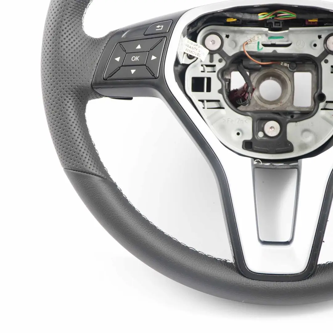 Mercedes W117 W176 W204 W242 NOUVEAU Cuir Noir Sport Volant Palettes Blanc Fils - SKU A2184602018-1 - Numéro de pièce A2184602018
