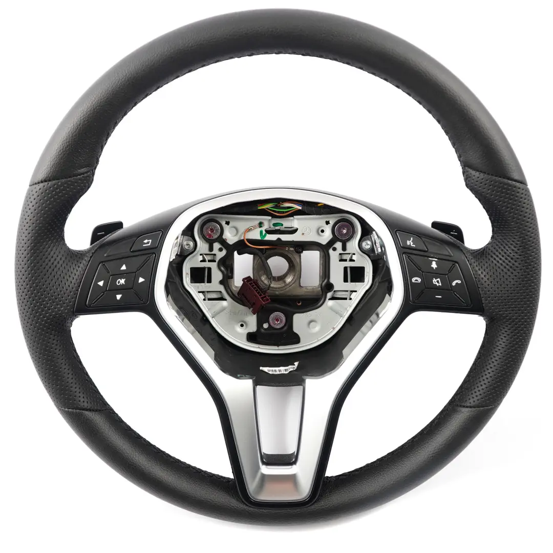 Mercedes W117 W176 W204 W242 NOUVEAU Cuir Noir Sport Volant Palettes Noir Fils - SKU A2184602018-3 - Numéro de pièce A2184602018
