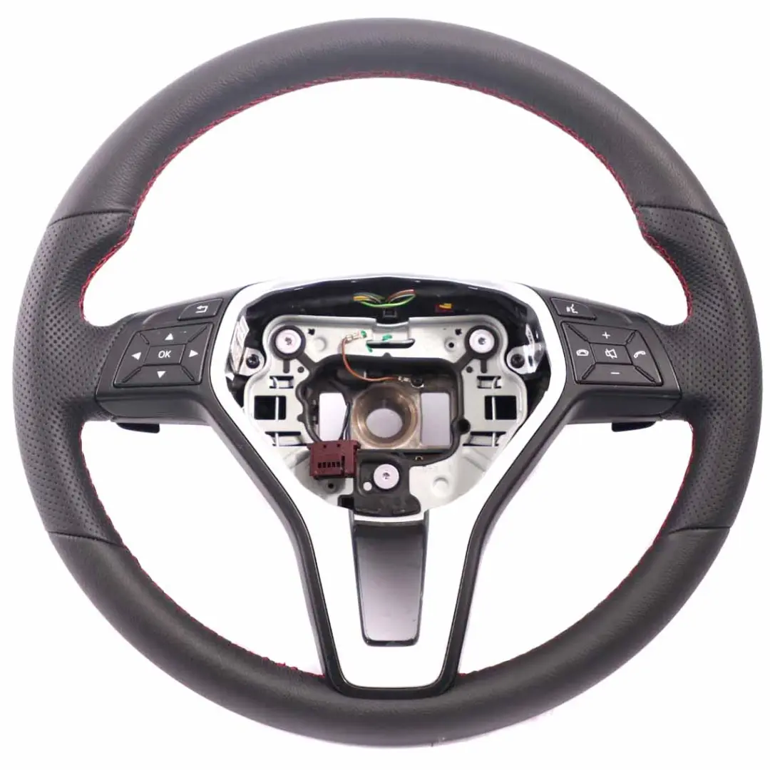  Steering Wheel Mercedes W176 W246 NEW Black Leather Red Threads Paddle Shift - SKU A2184609103-1 - Part number A2184609103