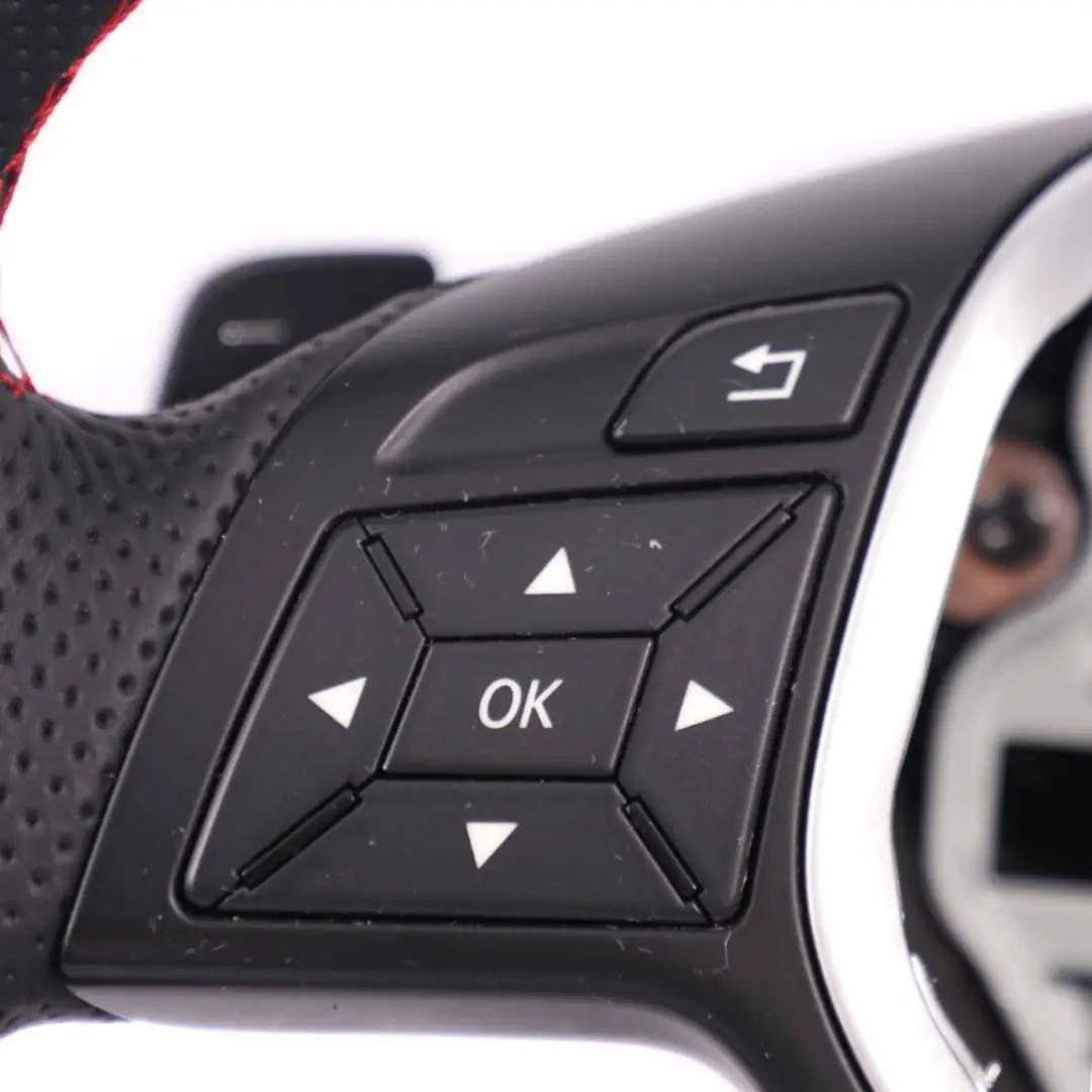  Lenkrad Mercedes W176 W246 NEU Schwarzes Leder Rote Fäden Schaltwippen - SKU A2184609103-1 - Teilenummer A2184609103