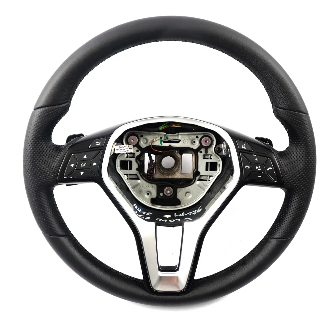 Steering Wheel Mercedes W176 W246 NEW Black Leather Black Threads Paddle Shift to with Part number A2184609103 Steering Wheel Mercedes W176 W246 NEW Black Leather Black Threads Paddle Shift - SKU A2184609103-3 - Part number A2184609103