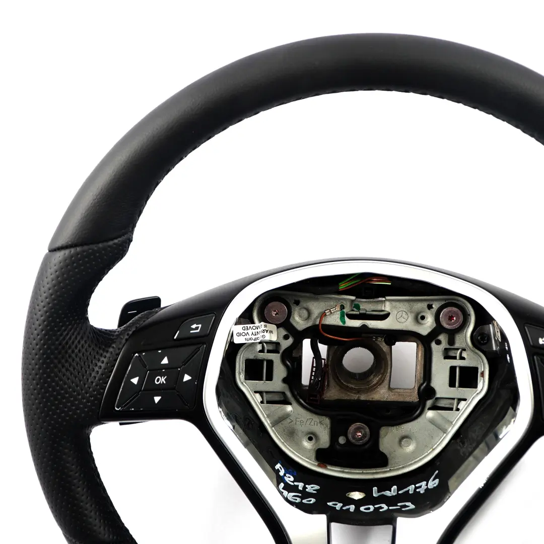 Steering Wheel Mercedes W176 W246 NEW Black Leather Black Threads Paddle Shift to with Part number A2184609103 Steering Wheel Mercedes W176 W246 NEW Black Leather Black Threads Paddle Shift - SKU A2184609103-3 - Part number A2184609103