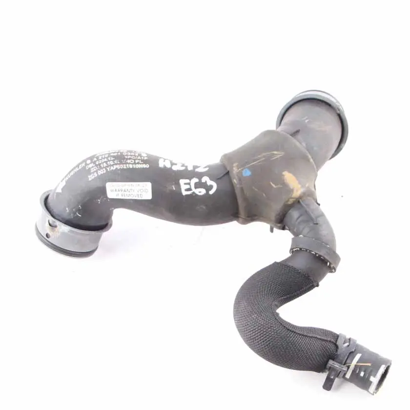 Upper Coolant Hose Mercedes W212 W218 E 63 AMG Engine Radiator Left N/S Hose to with Part number A2185010382 Upper Coolant Hose Mercedes W212 W218 E 63 AMG Engine Radiator Left N/S Hose - SKU A2185010382 - Part number A2185010382