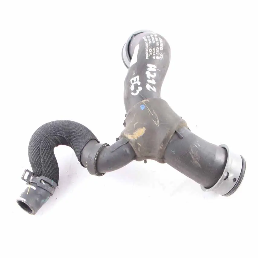 Upper Coolant Hose Mercedes W212 W218 E 63 AMG Engine Radiator Left N/S Hose to with Part number A2185010382 Upper Coolant Hose Mercedes W212 W218 E 63 AMG Engine Radiator Left N/S Hose - SKU A2185010382 - Part number A2185010382