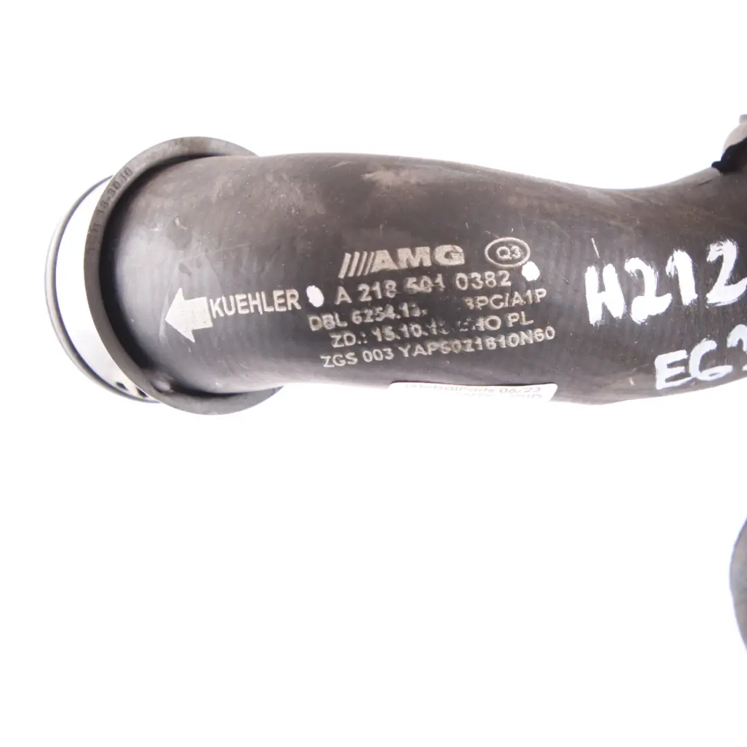 Upper Coolant Hose Mercedes W212 W218 E 63 AMG Engine Radiator Left N/S Hose to with Part number A2185010382 Upper Coolant Hose Mercedes W212 W218 E 63 AMG Engine Radiator Left N/S Hose - SKU A2185010382 - Part number A2185010382