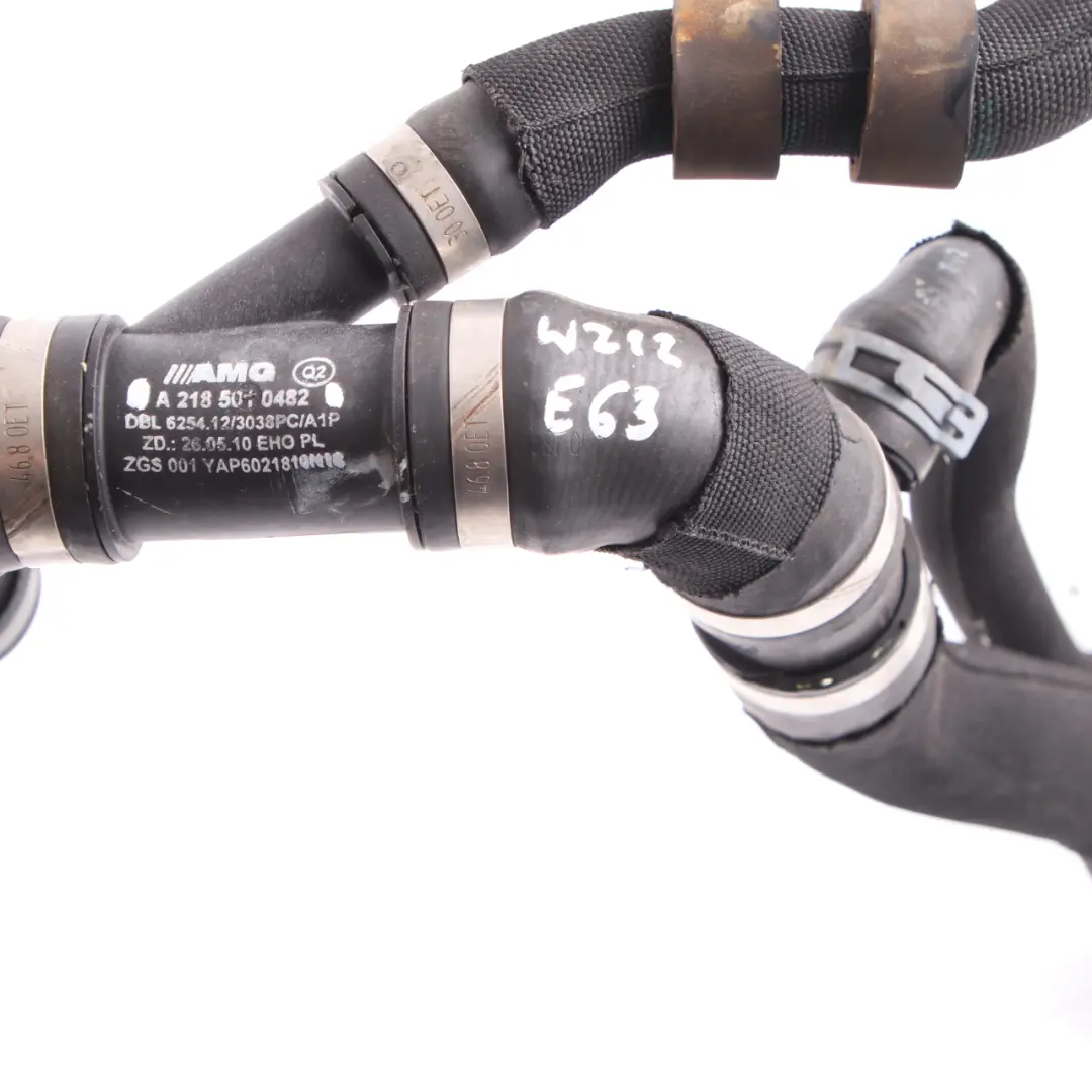 Upper Coolant Hose Mercedes W212 W218 E 63 AMG Engine Radiator Right O/S Hose to with Part number A2185010482 Upper Coolant Hose Mercedes W212 W218 E 63 AMG Engine Radiator Right O/S Hose - SKU A2185010482 - Part number A2185010482