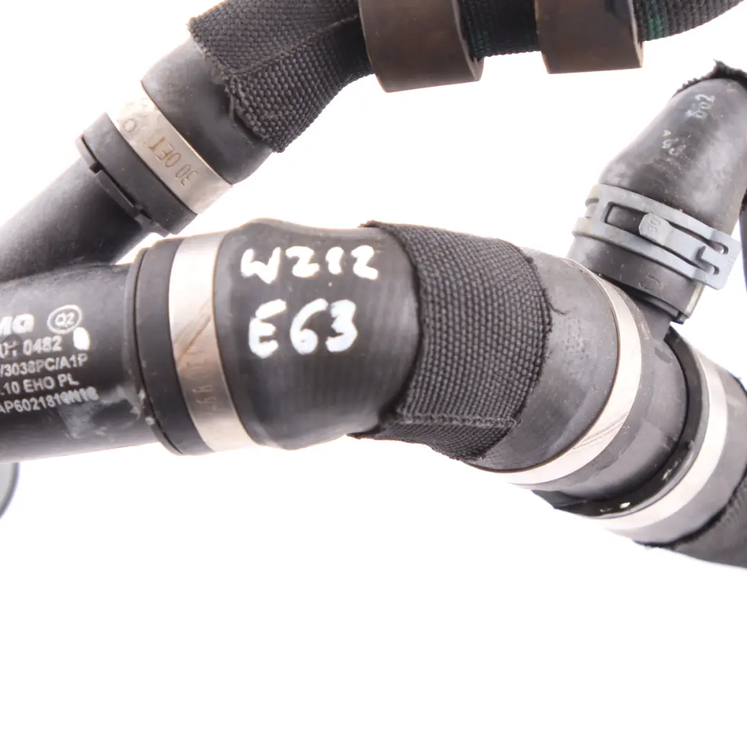 Upper Coolant Hose Mercedes W212 W218 E 63 AMG Engine Radiator Right O/S Hose to with Part number A2185010482 Upper Coolant Hose Mercedes W212 W218 E 63 AMG Engine Radiator Right O/S Hose - SKU A2185010482 - Part number A2185010482