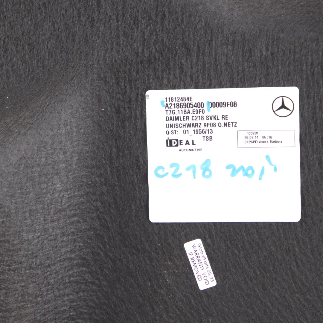 Boot Trunk Trim Mercedes W218 CLS Rear Right O/S Lateral Cover Panel to with Part number A2186905400 Boot Trunk Trim Mercedes W218 CLS Rear Right O/S Lateral Cover Panel - SKU A2186905400 - Part number A2186905400