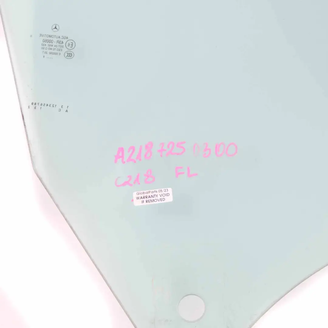 W218 Window Glass Front Door Side Left N/S Glazing AS2 to Mercedes CLS with Part number A2187250300 Mercedes CLS W218 Window Glass Front Door Side Left N/S Glazing AS2 - SKU A2187250300 - Part number A2187250300