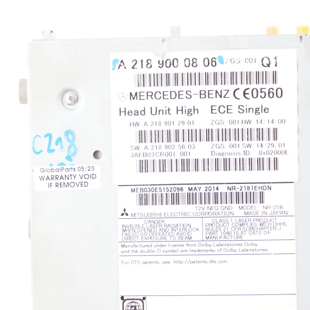 Navigation Head Unit Mercedes W218 COMAND Navi CD DVD Player Sat Nav to with Part number A2189000806 Navigation Head Unit Mercedes W218 COMAND Navi CD DVD Player Sat Nav - SKU A2189000806 - Part number A2189000806