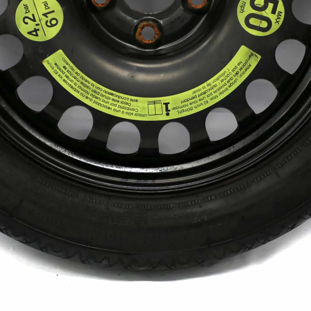 Roue secours compacte Acier R17 Pneu 155/70 pour Mercedes W211 S211 W212 à propos du numéro de pièce A2194000002 Mercedes W211 S211 W212 Roue secours compacte Acier R17 Pneu 155/70 - SKU A2194000002-1 - Numéro de pièce A2194000002