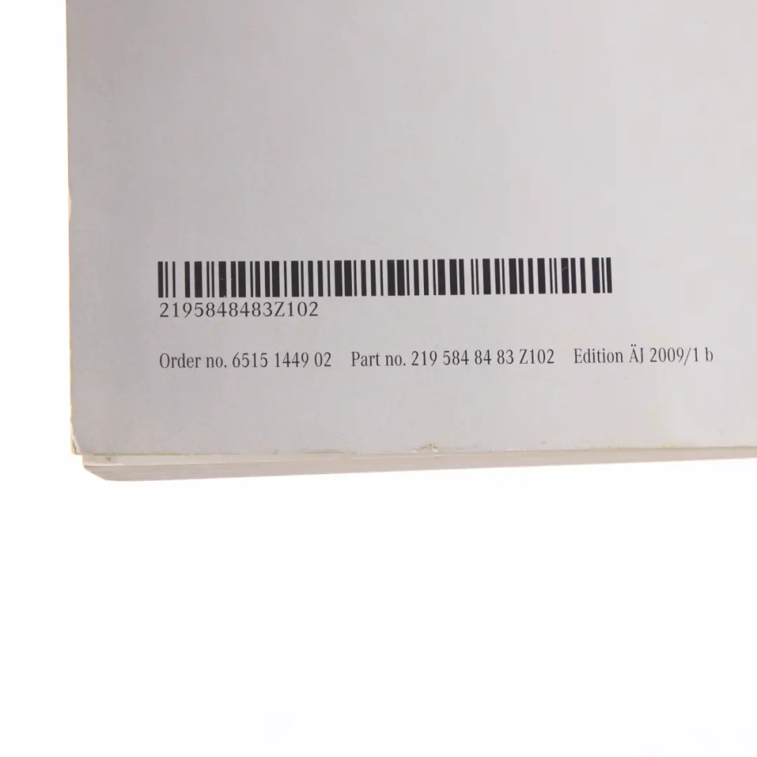 Mercedes CLS W219 Owner's Handbook Booklet Manual Book - SKU A2195848483 - Part number A2195848483