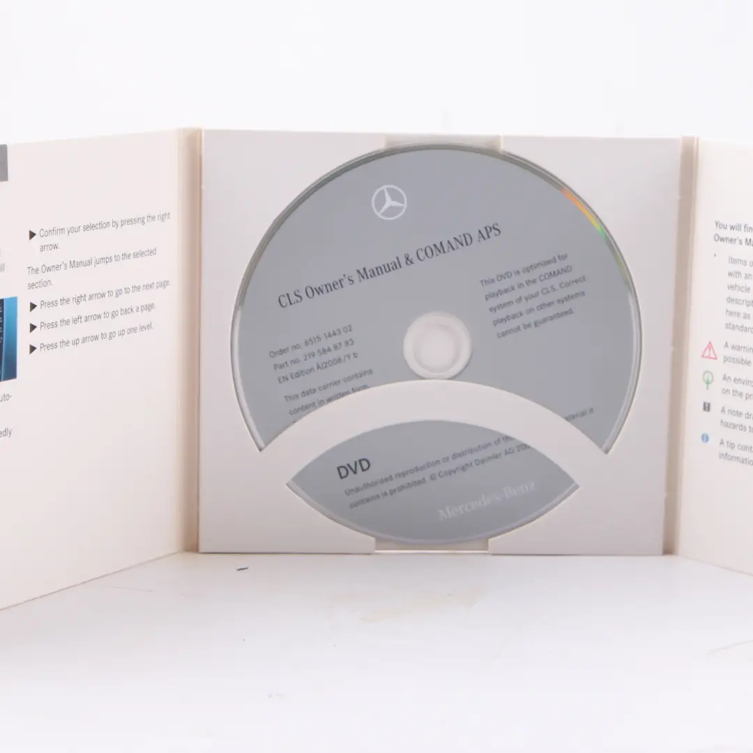 W219 Owner's Manual DVD Disc COMAND APS Navigation Instructions to Mercedes with Part number A2045843783 Mercedes W219 Owner's Manual DVD Disc COMAND APS Navigation Instructions - SKU A2195848783 - Part number A2045843783