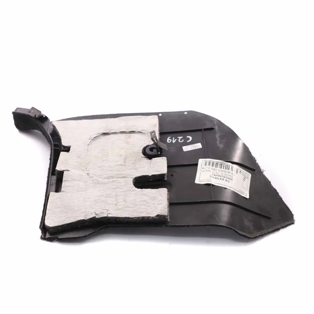 W219 Boot Trunk Luggage Left N/S Lateral Trim Panel Cover to Mercedes with Part number A2196800306 Mercedes W219 Boot Trunk Luggage Left N/S Lateral Trim Panel Cover - SKU A2196800306-1 - Part number A2196800306