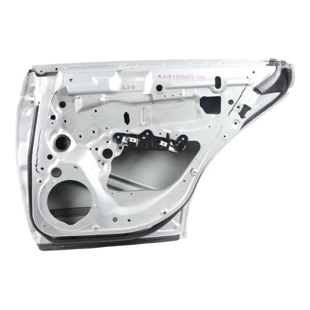 W219 CLS Door Rear Right O/S Iridium Silver Metallic - 775 to Mercedes with Part number A2197300205 Mercedes W219 CLS Door Rear Right O/S Iridium Silver Metallic - 775 - SKU A2197300205-IRS - Part number A2197300205
