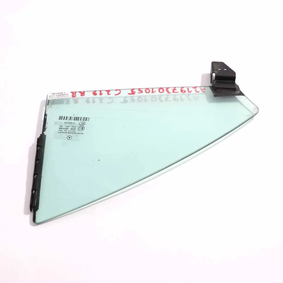 Window Glass Rear Door Right O/S Quarter Green AS2 to Mercedes C219 with Part number A2197301055 Mercedes C219 Window Glass Rear Door Right O/S Quarter Green AS2 - SKU A2197301055 - Part number A2197301055
