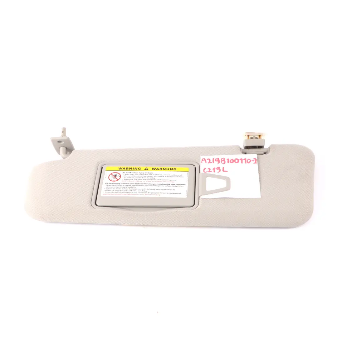 Osłona Przeciwsłoneczna Daszek Lewa do Mercedes C219 o numerze A2198100110 Mercedes C219 Osłona Przeciwsłoneczna Daszek Lewa - SKU A2198100110-1 - Numer Części A2198100110