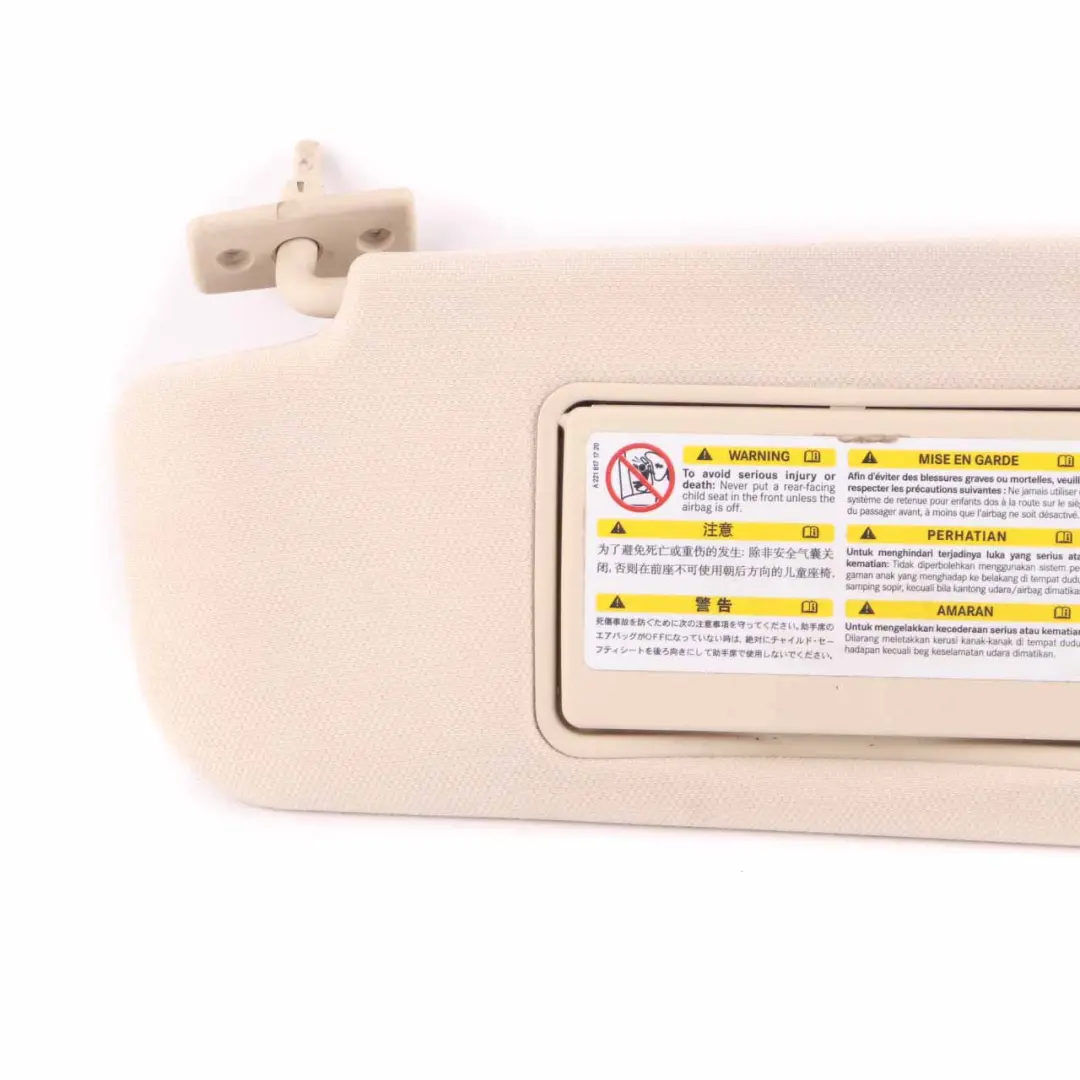 W219 Sun Visor Cover Left N/S Trim Panel Sunvisor Beige to Mercedes CLS with Part number A2198100110 Mercedes CLS W219 Sun Visor Cover Left N/S Trim Panel Sunvisor Beige - SKU A2198100110 - Part number A2198100110