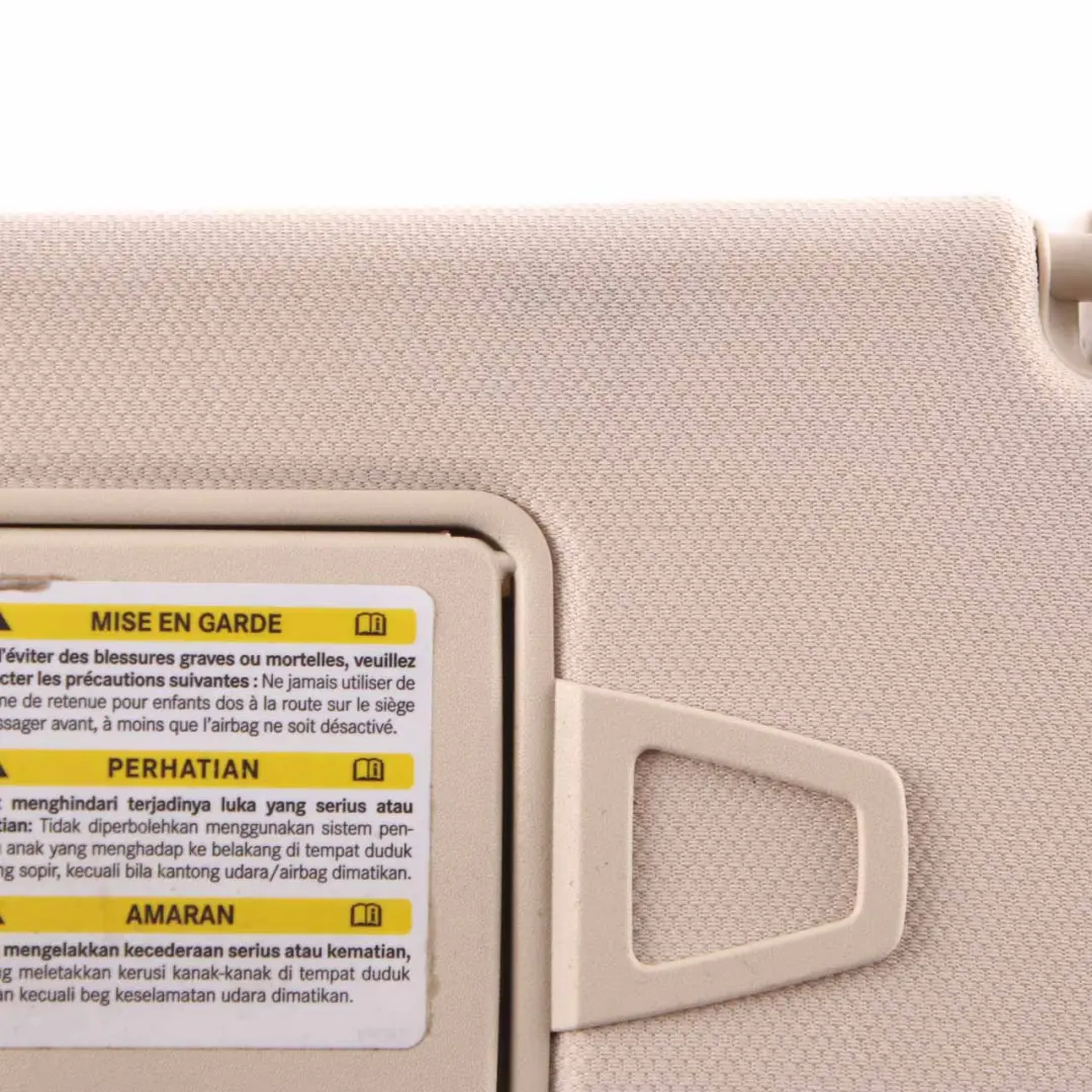 W219 Sun Visor Cover Left N/S Trim Panel Sunvisor Beige to Mercedes CLS with Part number A2198100110 Mercedes CLS W219 Sun Visor Cover Left N/S Trim Panel Sunvisor Beige - SKU A2198100110 - Part number A2198100110