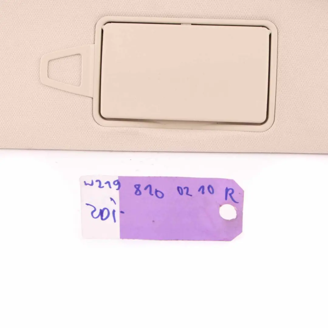 W219 Sun Visor Cover Right O/S Panel Sunvisor Beige A2198101010 to Mercedes CLS with Part number A2198100210 Mercedes CLS W219 Sun Visor Cover Right O/S Panel Sunvisor Beige A2198101010 - SKU A2198100210 - Part number A2198100210