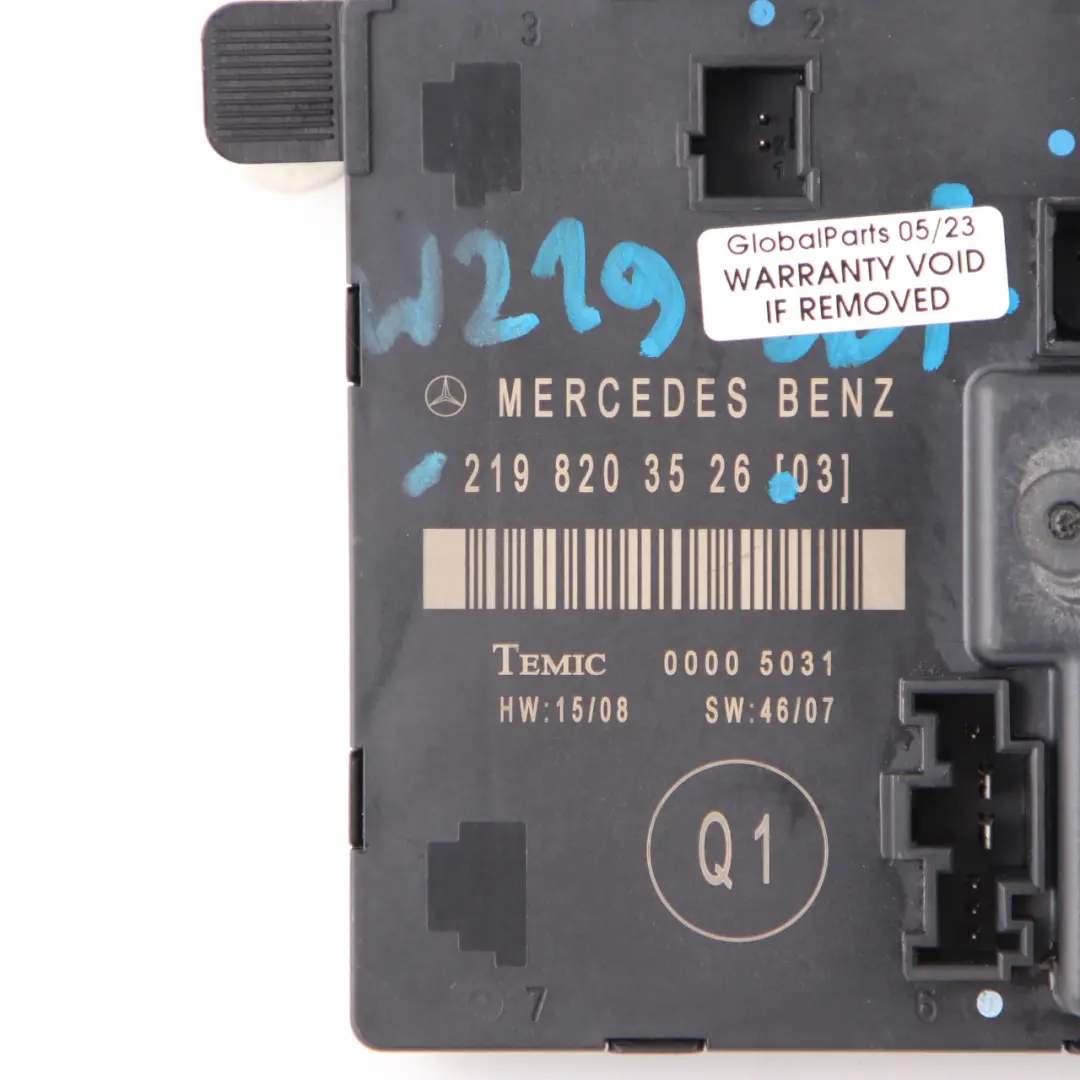 W219 Door Module Rear Left N/S Control Unit to Mercedes CLS with Part number A2198203526 Mercedes CLS W219 Door Module Rear Left N/S Control Unit - SKU A2198203526 - Part number A2198203526