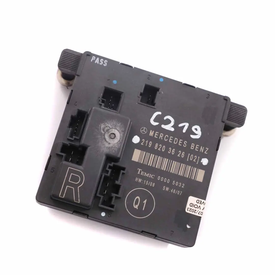 W219 Modulo porta posteriore destra Unità di controllo per Mercedes CLS con numero di parte A2198203626 Mercedes CLS W219 Modulo porta posteriore destra Unità di controllo - SKU A2198203626 - Numero di parte A2198203626